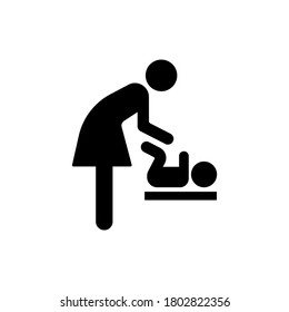 Mother change a diaper for child icon. Restroom for changing nappy. Vector on isolated white background. EPS 10