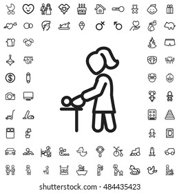 Mother changing baby icon illustration isolated vector sign symbol