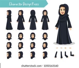 Mother character creation set. Icons with different types of faces head clothing style, emotions, front, rear, side view of male person. Moving arms, legs.