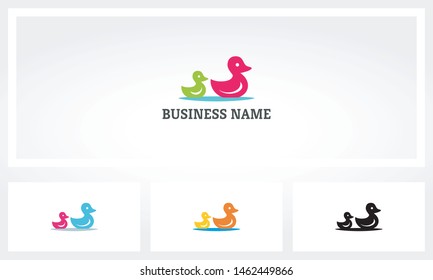 Mother Chil Duck Swimming Logo