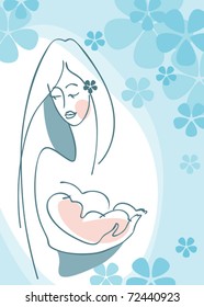 Mother and Child boy. Postcard vector. similar to the portfolio