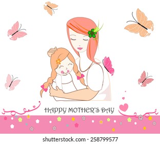 Mother and child with butterfly mother's day greeting card 
