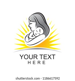 Mother Child Care Color Symbol Vector Creative Logo