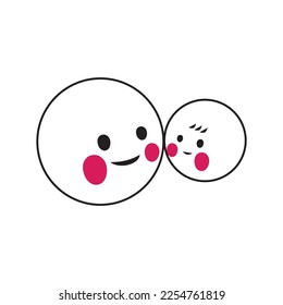 mother child cute logo, maternal love icon