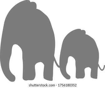Mother And Child Elephant Isolated Vector