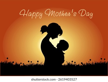 Mother and child embrace against a warm sunset backdrop, depicting love and connection amid adversity
