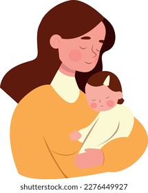 mother and child. flat vector illustration of mom and baby. Children Protection Day . mothers Day