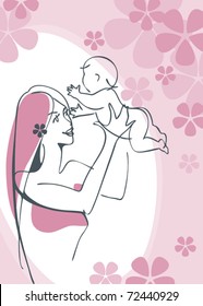 Mother and Child girl. Postcard vector 3. similar to the portfolio