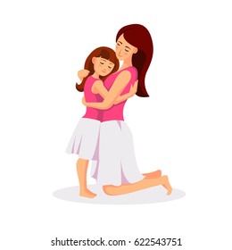 Mother with child girl vector illustration