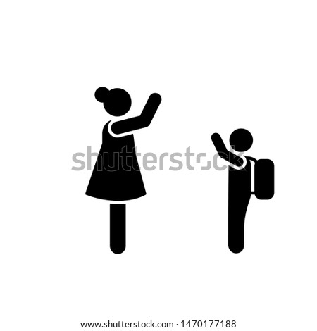 Mother, child, good bye, school icon. Element of daily routine icon