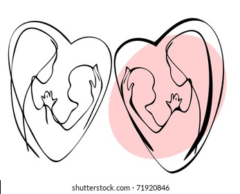 mother and child. Graphic set
