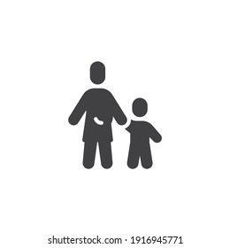 Mother and child holds hands vector icon. filled flat sign for mobile concept and web design. Mum and son family glyph icon. Symbol, logo illustration. Vector graphics