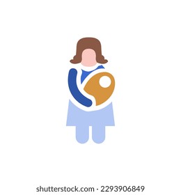 mother and child icon on white background, vector illustration