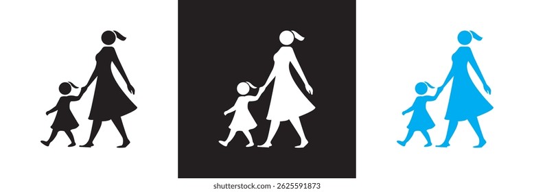 Ícone Mãe e Filho. Vetor para sites, interfaces móveis, apresentações, banner, marca visual etc. Ilustração vetorial. isolada no plano de fundo branco e preto. EPS 10
