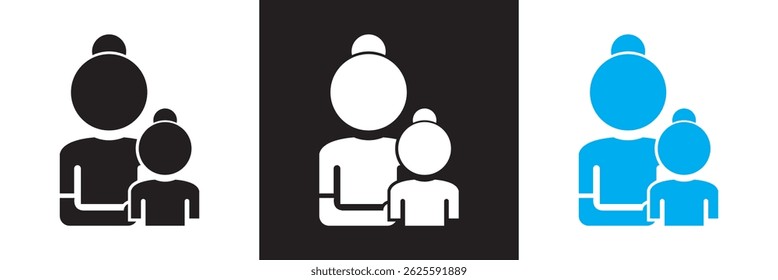 Mother and Child icon. Vector for websites, mobile interfaces, presentations, banner, visual branding etc. Vector illustration. isolated on white and black background. EPS 10