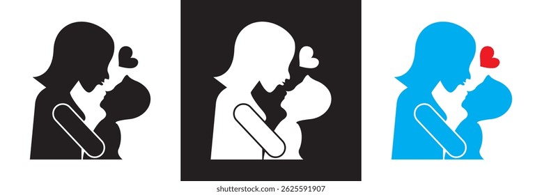 Mother and Child icon. Vector for websites, mobile interfaces, presentations, banner, visual branding etc. Vector illustration. isolated on white and black background. EPS 10
