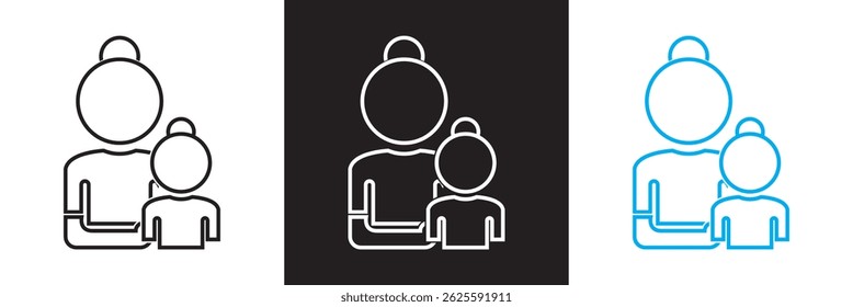 Mother and Child icon. Vector for websites, mobile interfaces, presentations, banner, visual branding etc. Vector illustration. isolated on white and black background. EPS 10