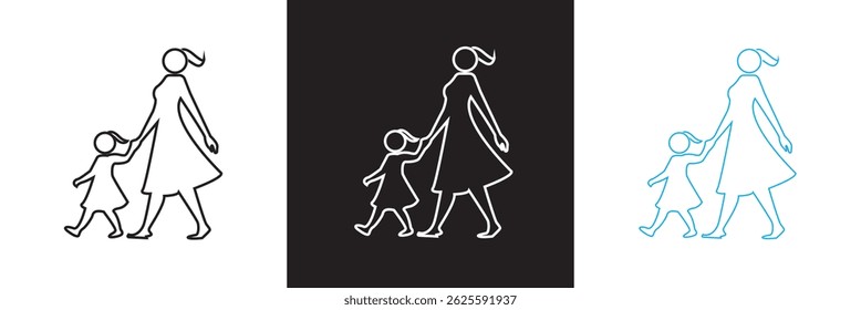 Mother and Child icon. Vector for websites, mobile interfaces, presentations, banner, visual branding etc. Vector illustration. isolated on white and black background. EPS 10