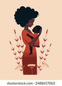 Mother and Child Illustration. Loving Embrace