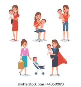 Mother with child isolated. Vector illustration.