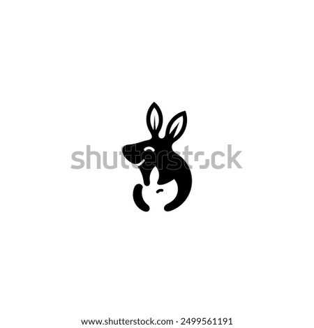 Mother and child kangaroo logo in flat vector design style