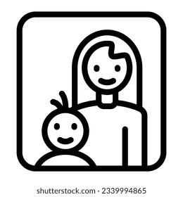 Mother and child line icon, motherhood concept, mom with her baby sign on white background, mother and son in frame icon in outline style for mobile concept and web design. Vector graphics