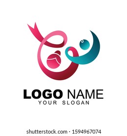 Mother and child logo, child adoption logo, donation, orphan, symbol of humanitarian foundations