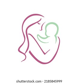 mother and child logo design vector
