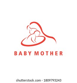 mother and child logo illustration with color vector design