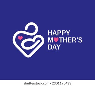 Mother and child logo also Mother's day minimal greeting design