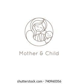 Mother and child logo vector