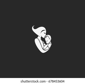 Mother and child love icon, vector illustration