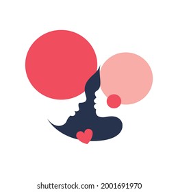 Mother and child made of abstract shapes. Motherhood. Logo. Love. Vector. Isolated.