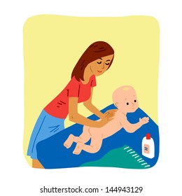Mother with child massaging