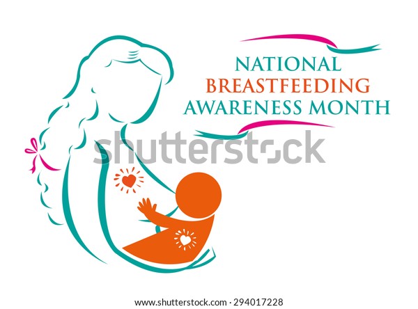 Mother Child National Breastfeeding Awareness Month Stock Vector ...