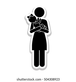 mother and child pictogram icon image 