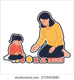 Mãe e criança brincando com brinquedos de ordenação de forma no fundo branco família pai
