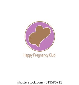Mother and child, pregnancy logo design vector template. Pregnant woman in Heart shape. Logotype concept icon.Can be used for Mother's Day design.