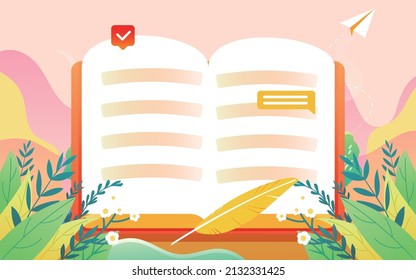 Mother and child reading, world book day, parenting education, vector illustration