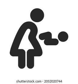 Mother and child room: mother swaddles newborn. Mother's room sign. Mother swaddle baby icon. Public sign. Toilet icon baby and parent, restroom design flat.