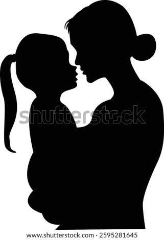 mother and child silhouette vector design .A mom and child silhouette vector design features a touching and elegant depiction of a mother and her child in a minimalist, shadow-like style. 