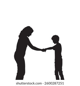 Mother and child silhouette vector illustration family love parent kid relationship support guidance care together