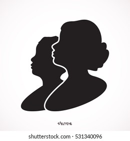 mother and child silhouettes. Mother and son icon