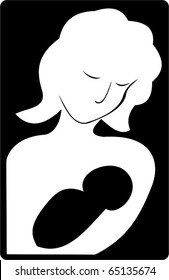 Mother and child simple emblem