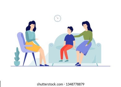 Mother Child Sitting On Couch Talking Stock Vector (Royalty Free ...