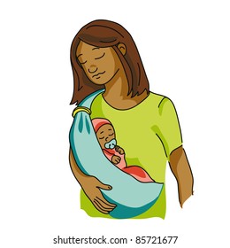 mother and child in sling
