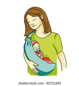 mother and child in sling
