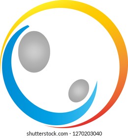 Mother, child and sun abstract logo