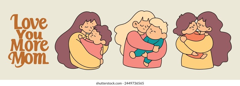 mother and child with this adorable collection of hand-drawn vintage-style illustrations
