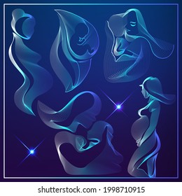 Mother and child together. Day of mother. Concept of maternity, love and care. Vector illustration.